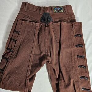 Vintage Watch LA Brown Pants With Pleather Pockets And Deails  15/16 Jeans Bold